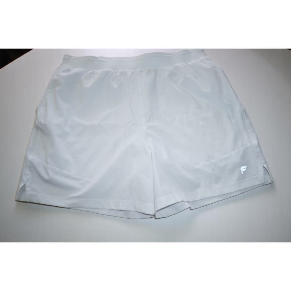 Fabletics Men’s White Lined Performance Shorts Si… - image 5